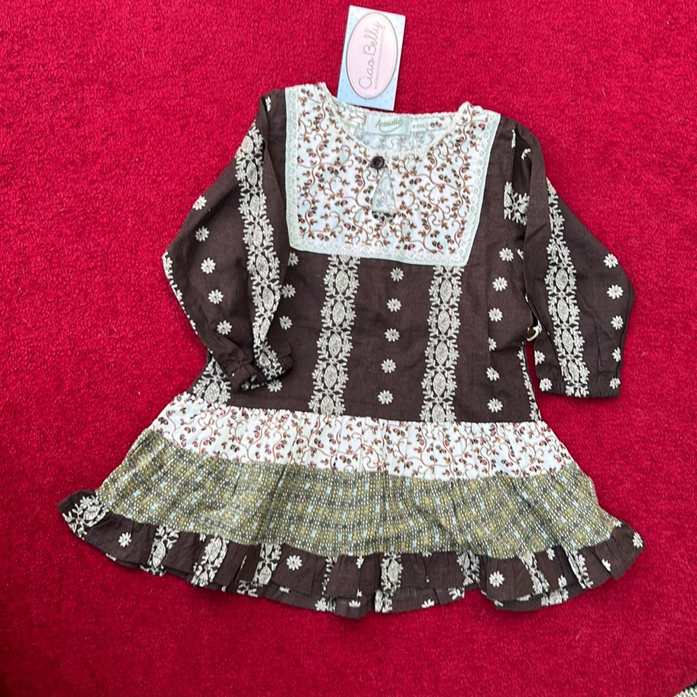 New Boho Peasant Dress - Adorable! Size 18-24 Month  100% Cotton by Acoustic